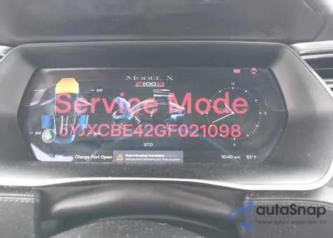 2016 Tesla Model X 75D/P100D/P90D z USA, uszkodzony, nr VIN 5YJXCBE42GF021098